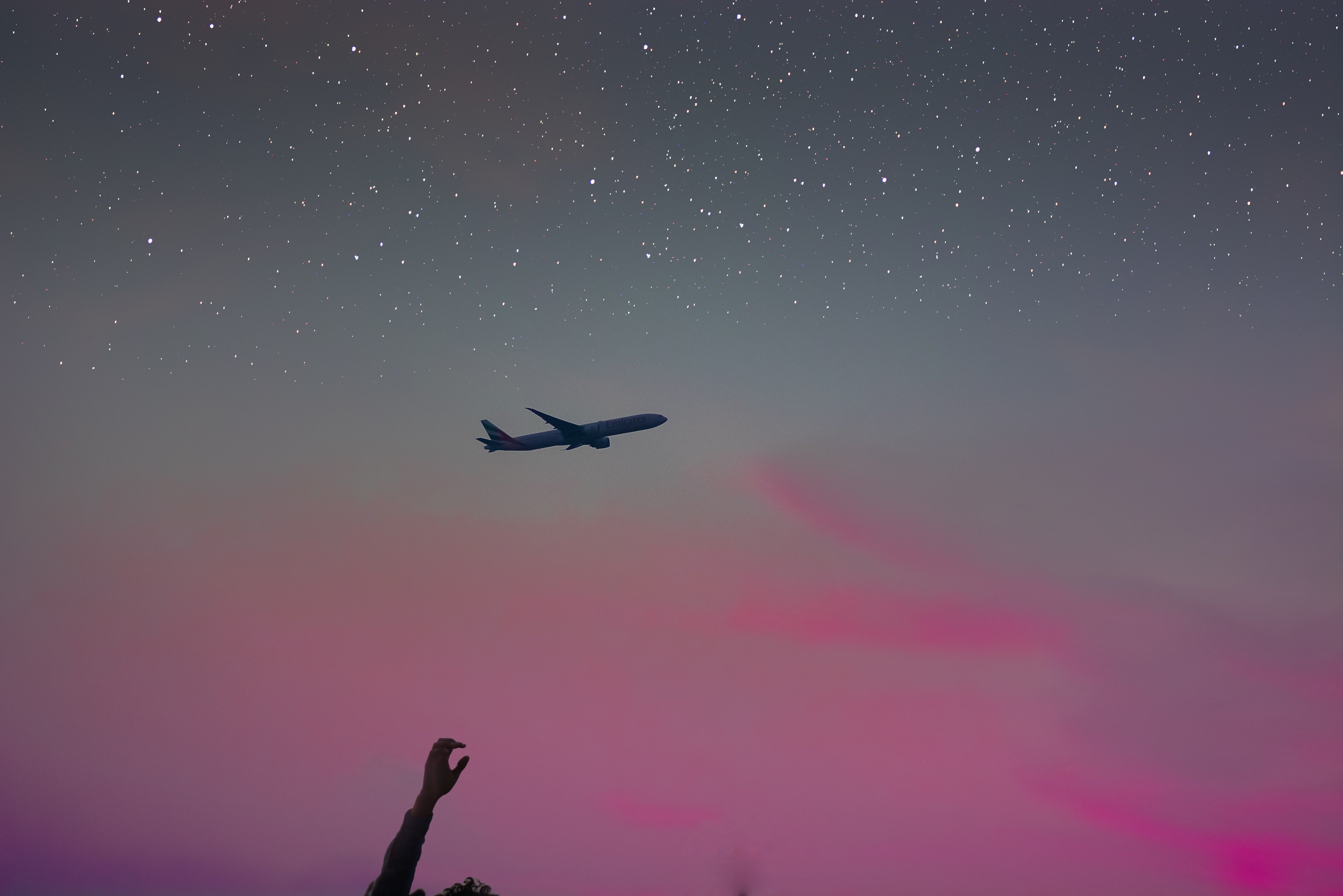 plane flying at night